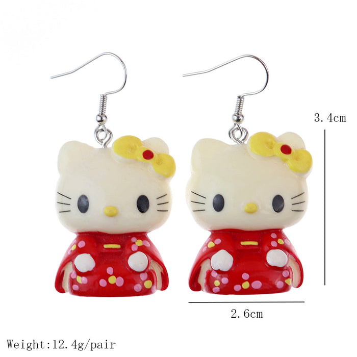 Wholesale Earrings Resin Fun Cute Cartoon Animal Kitten (S) JDC-ES-niqing021