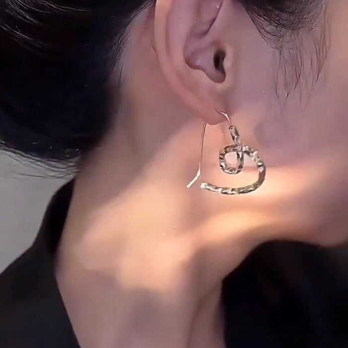 Wholesale Irregular Diamond Pattern Love Alloy Earrings JDC-ES-TongS012