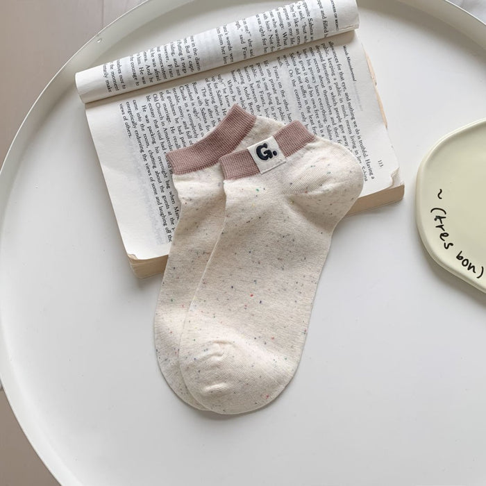 Wholesale New socks made of cotton, sweat absorbing, breathable, labeled with letter fabric, short socks with elasticity