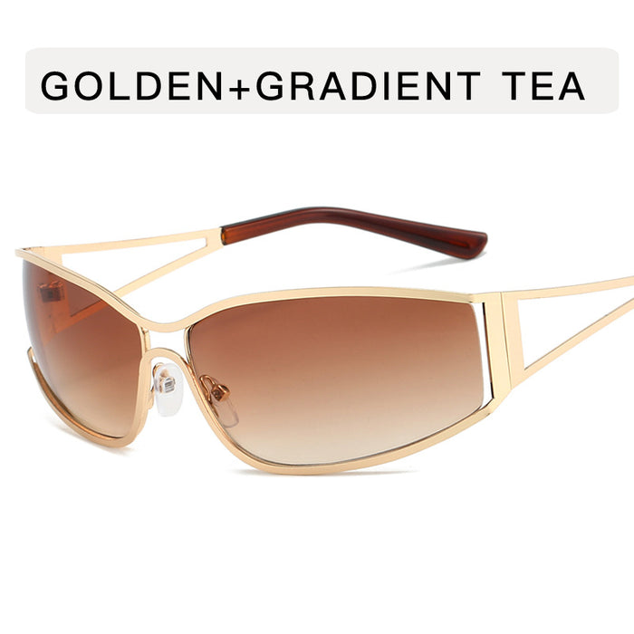 Wholesale Hollow metal sunglasses, retro narrow frame sunglasses, personalized street photography sunglasses