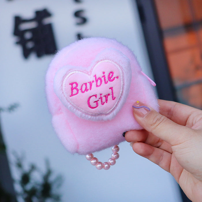 Wholesale Plush Love Letter Backpack Shaped Coin Purse With Zipper Macaroon Street Style Casual Gift For Everyday Storage