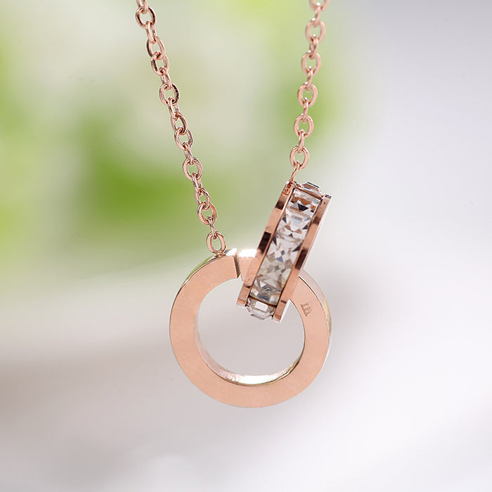 Wholesale Diamond studded titanium steel necklace for women's geometric personality, versatile collarbone chain, new accessory