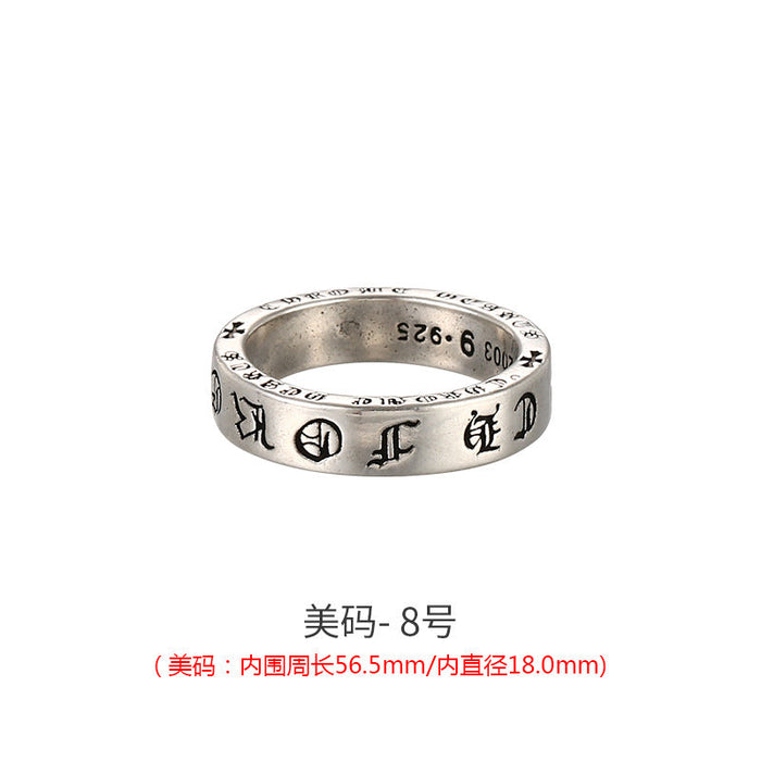 Wholesale Ring Silver Cross Lettering Retro Old Couples JDC-RS-ZiX002