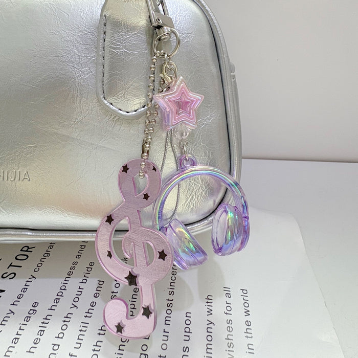 Wholesale Vintage Music Note Star Acrylic Keychain Bag Charm Trendy Accessory Gift