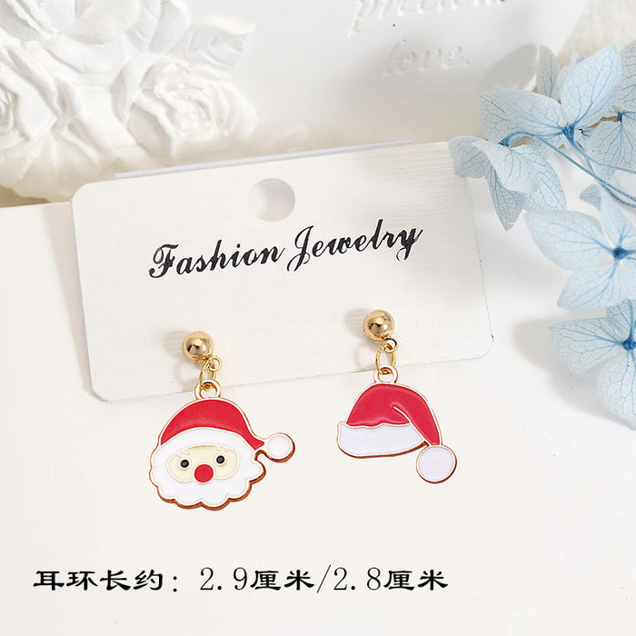 Wholesale S925 Silver Post Christmas Earrings Santa Deer Snowflake Studs for Women Party Gift Fashion Accessory