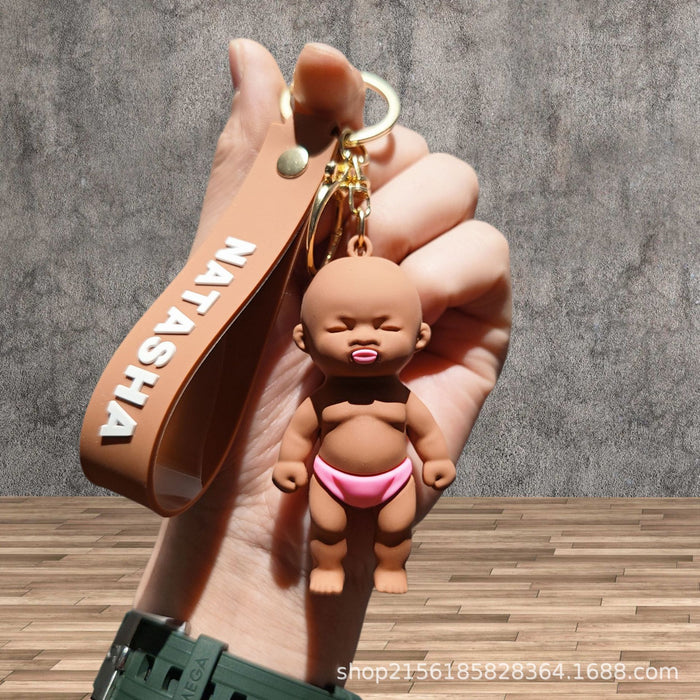 Wholesale 2pcs Cute 3D Doll Black Doll Toy Keychain