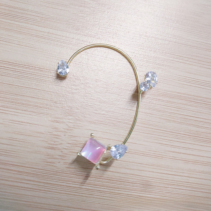 Wholesale Earless zircon crystal ear hooks with niche design, simple and personalized earrings