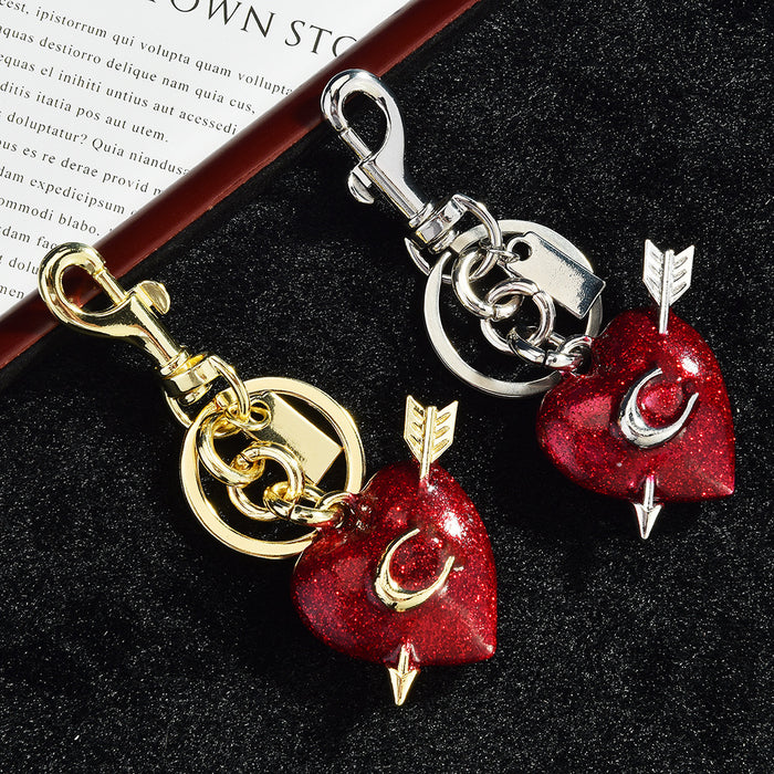 Wholesale Creative Arrow Through Heart Heart Letter Metal Keychain