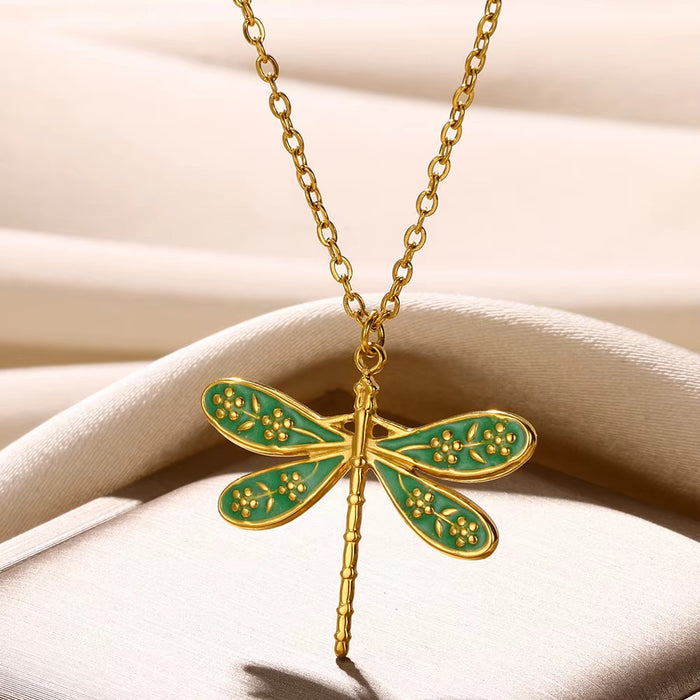 Wholesale Dragonfly Pendant Necklace Exquisite Flower Niche  Clavicle Chain Jewelry
