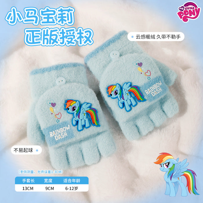 Wholesale New Children's Gloves Winter Plus Velvet Thickened Half Finger Gloves Winter Warm Artifact My Little Pony JDC-GS-Zaix003