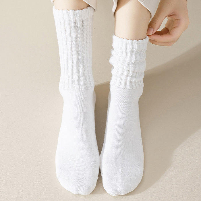 Wholesale Long Barrel Stacked Socks Solid Color Autumn and Winter Women' s Thick Warm Calf Socks