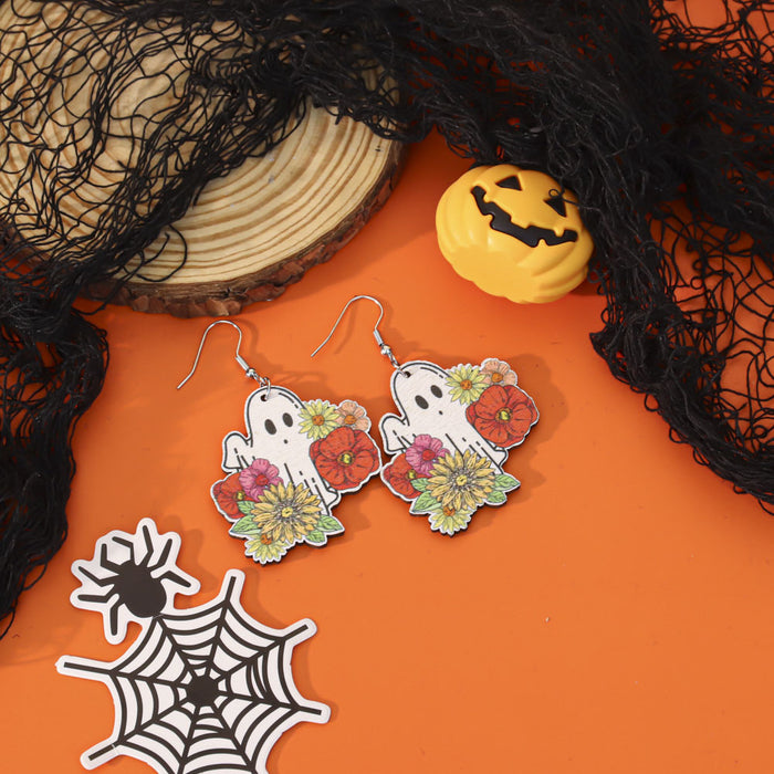 Wholesale  earrings creative personality funny wooden ghost cartoon earrings