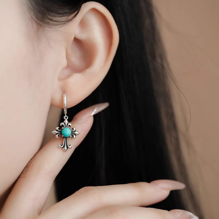 Wholesale Vintage turquoise cross earrings