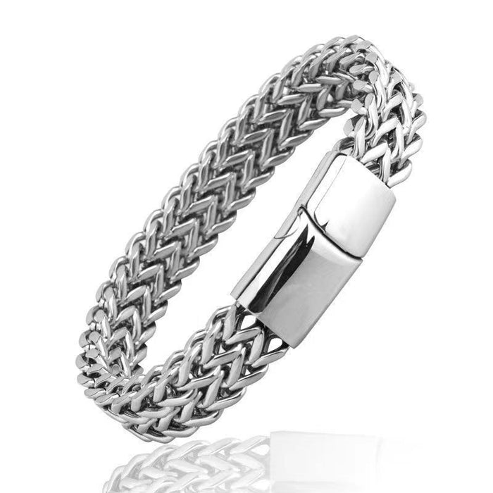 Wholesale Double layered woven bracelet made of titanium steel, rough and simple stainless steel