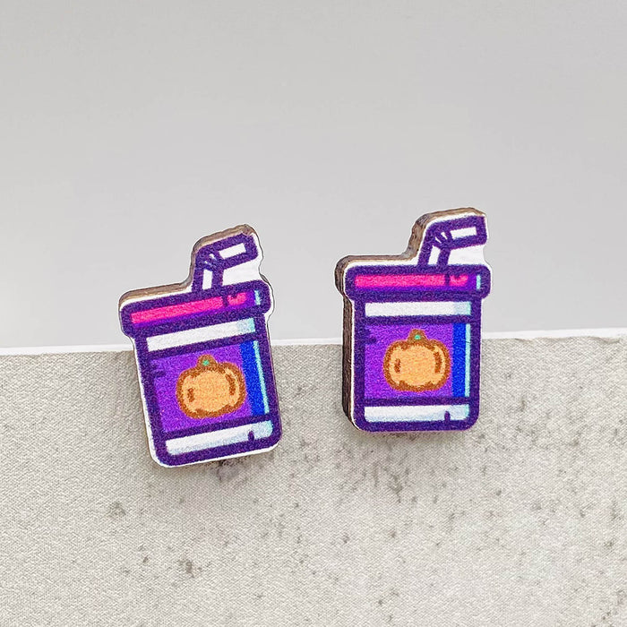 Wholesale  Earrings Horror Pumpkin Ghost Bat Wooden Earrings