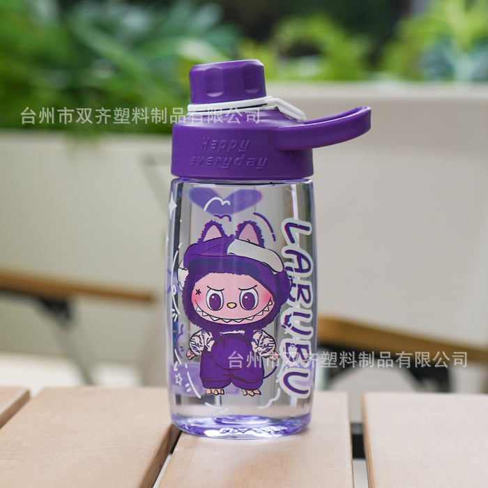 Wholesale Cartoon Pattern Transparent Plastic Cup Large-Capacity Water Cup,  Anti-Fall Cup,  Direct Drinking Rope,  Portable Cup