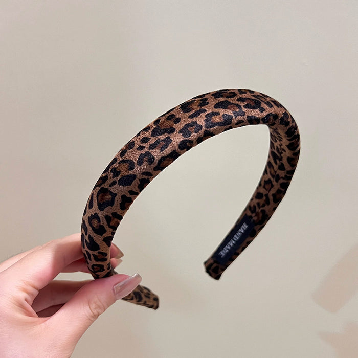 Wholesale Deep Curry Color Leopard Hair Hoop Retro Wind Pressure Hair Stamp