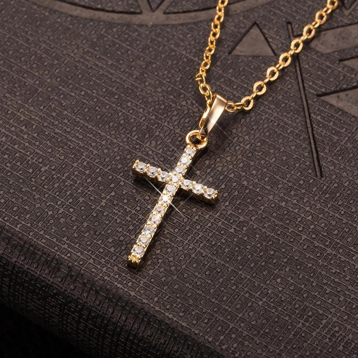 Wholesale Cross Pendant with Zirconia Stainless Steel Necklace JDC-NE-ChengHan006