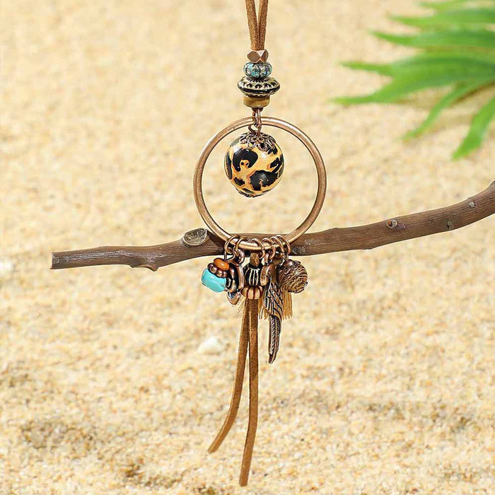 Wholesale Retro Bohemian Tassel Pendant Necklace Zinc Alloy Electroplated Geometric Pendant MOQ≥2