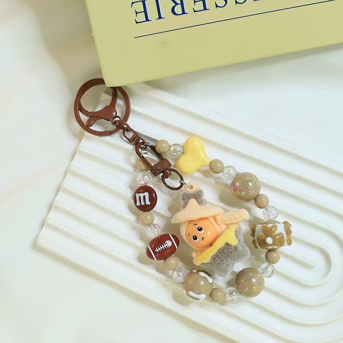 Wholesale Cute flocking star keychain doll pendant bag small jewelry pendant cute particles