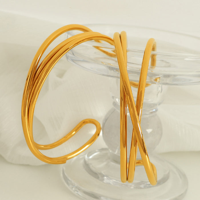 Wholesale Fashionable and versatile multi-layer bracelet with simple opening titanium steel cross bracelet accessories