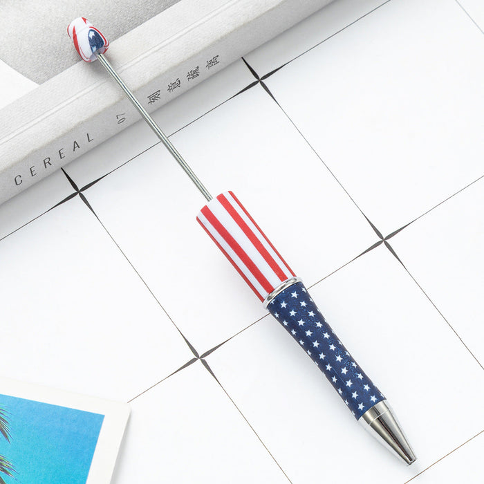 Wholesale Beadable Pens Independence Day Flag Print Plastic Pen DIY for Beaded JDC-PN-Huah137