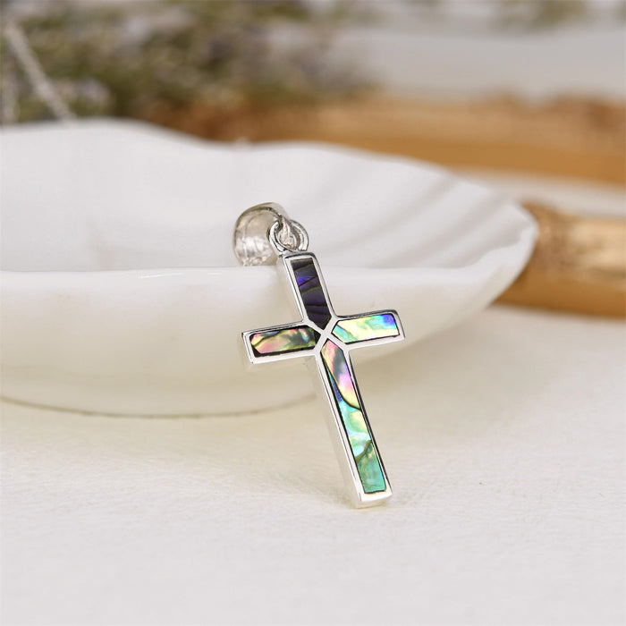 Wholesale Faith Color Cross Inlaid Stainless Steel Pendant Necklace