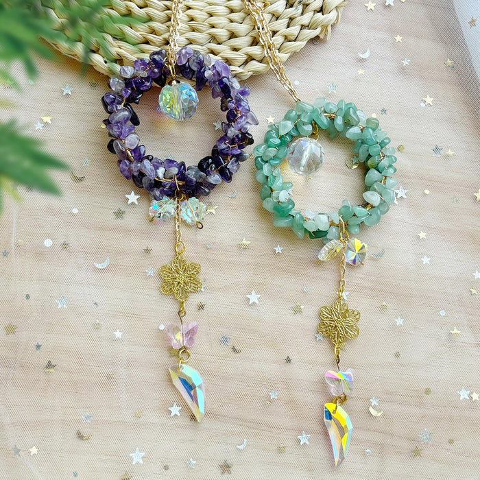 Wholesale Crystal Flower Car Hanging Ornament with Feathers Stylish Car Key Accessory MOQ≥2