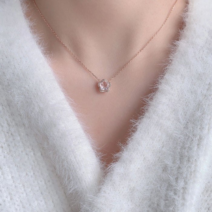 Wholesale Pure silver necklace, women's pendant, niche design, floral collarbone chain