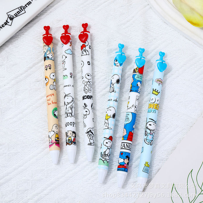 Wholesale 6pcs/box Cute cartoon brush pen student cartoon neutral pen quick-drying black pen exam office