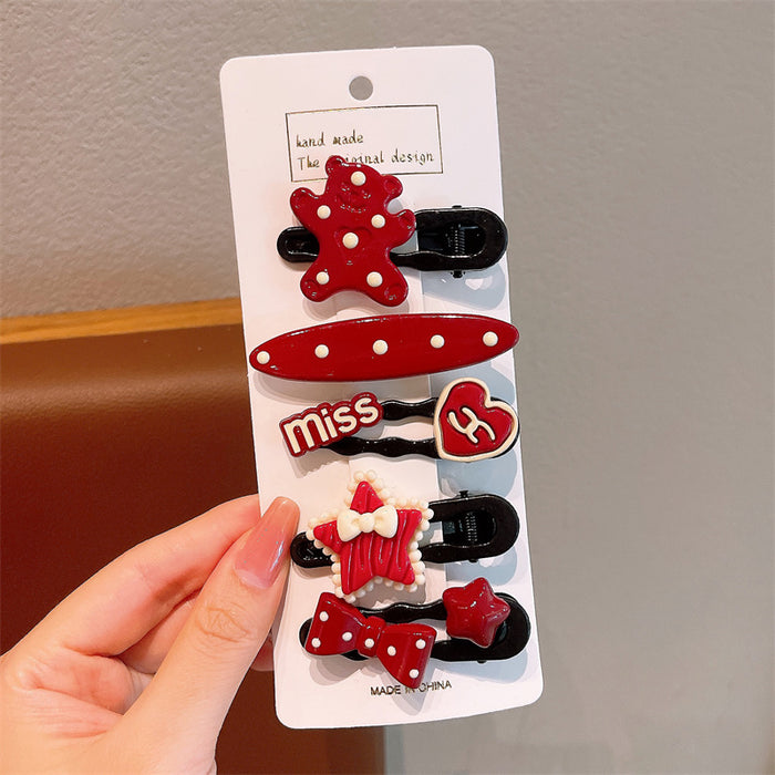 Wholesale Red dot hair clip children's bangs side clip baby forehead small hair clip