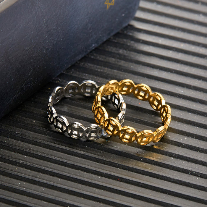 Wholesale New stainless steel copper coin ring creative dollar sign opening adjustable hand jewelry for women