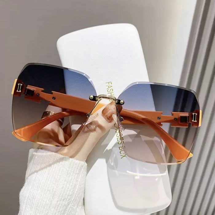 Wholesale Borderless Sunglasses  Women's Anti-UV Sunshade  Sunglasses Men's Big Frame Glasses