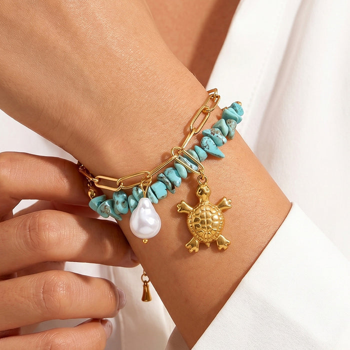 Wholesale Stainless Steel Turtle Design Bohemian Layered Bracelet