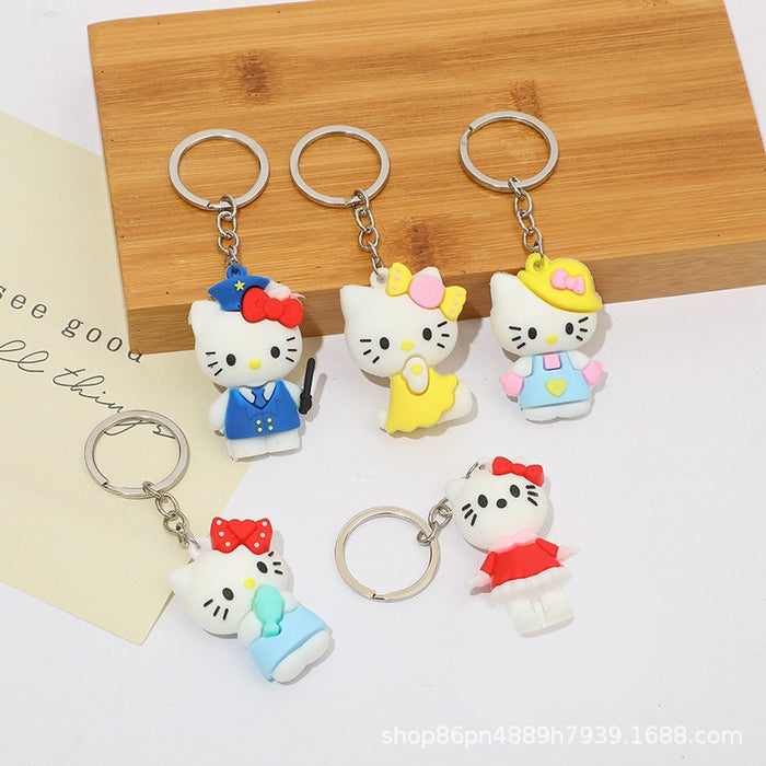 Wholesale Keychain Cartoon Animation PVC Doll Cat Bag Pendant Car Key Ring Creative Gift