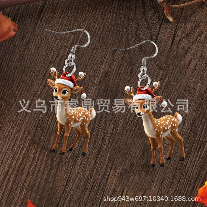 Wholesale Cute Christmas Deer Acrylic Earrings – Holiday Decor Fashion Accessory for Resale