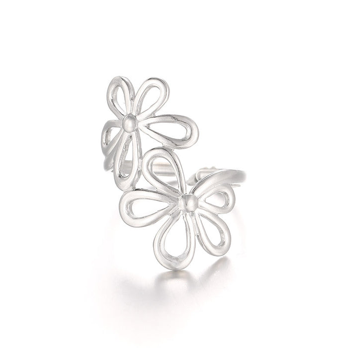 Wholesale Retro Geometric Irregular Textured Stainless Steel Ring