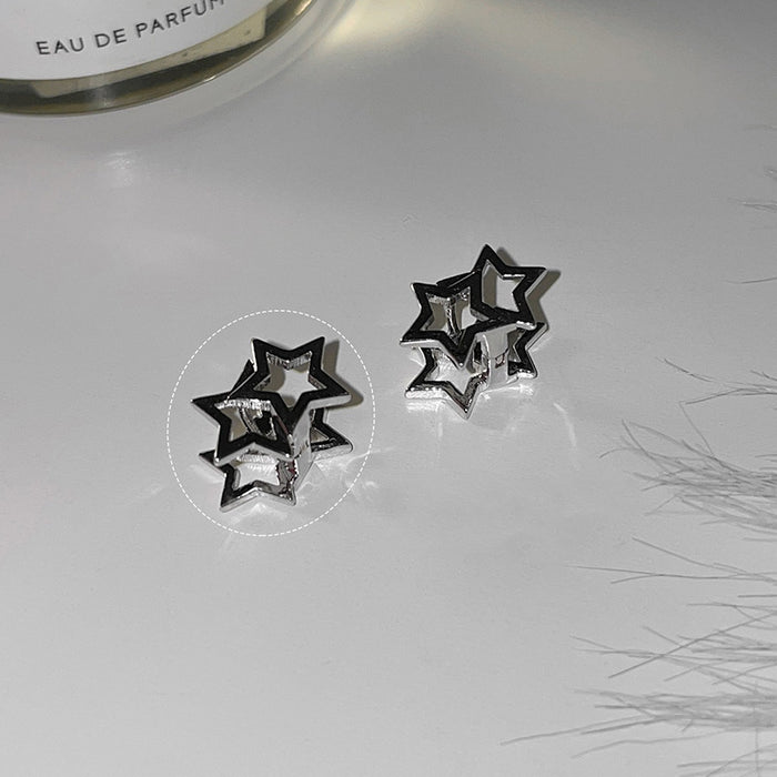 Wholesale Star Ear Buckle Earrings Niche Design Simple Hollow Star Earrings