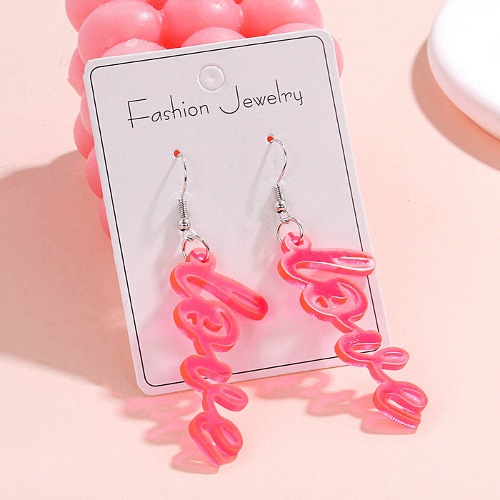 Wholesale Valentine' s Day Earrings Series English Letters Acrylic Romantic Love Colorful Earrings