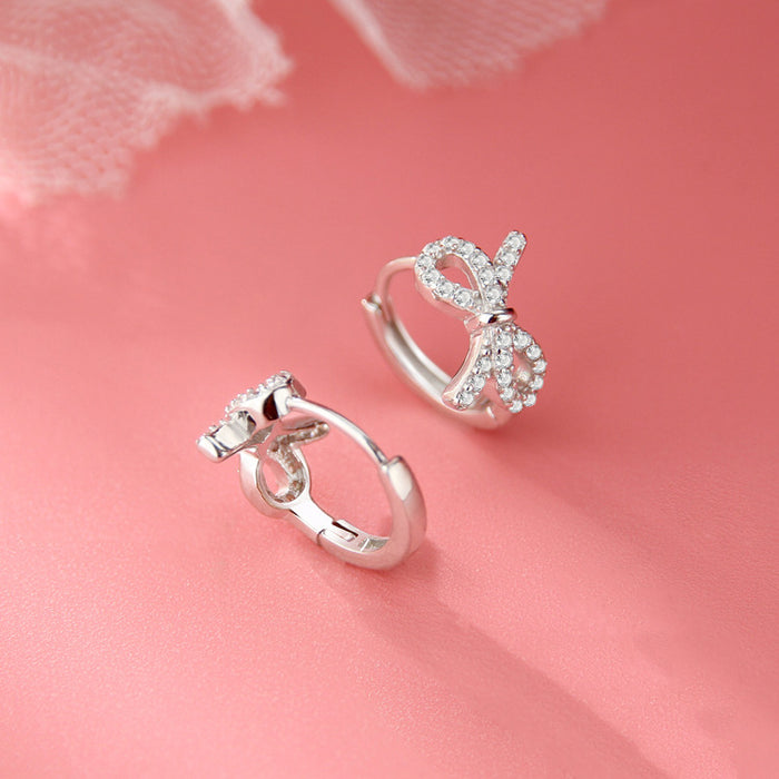 Wholesale Bow earrings, ear buckles, elegant and luxurious zircon earrings, simple and cool style jewelry