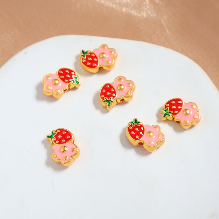 Wholesale Cartoon matte gold flower straight hole loose bead handmade DIY bracelet necklace bead