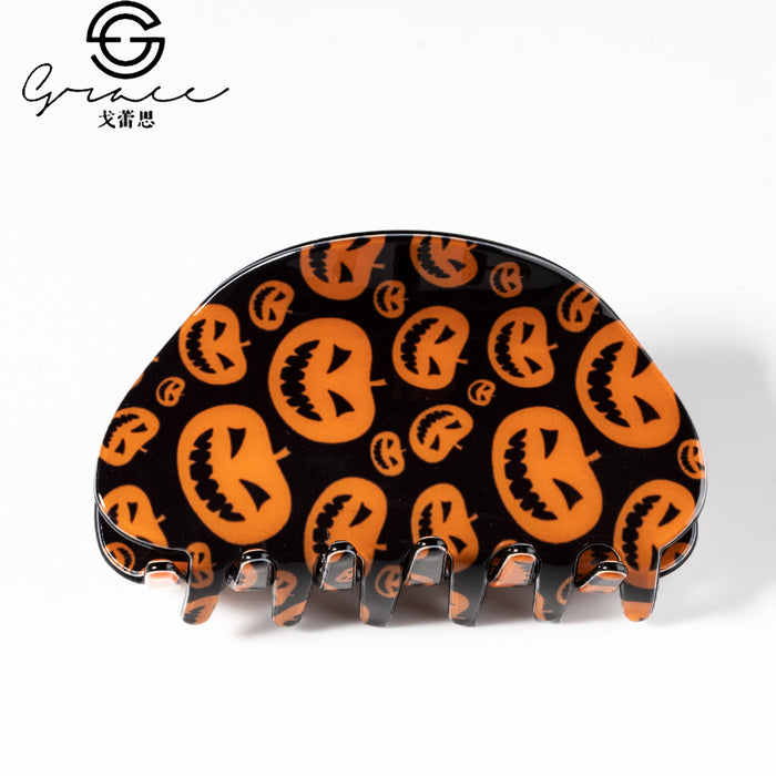 Wholesale Pumpkin Half Round Hair Claw Clip Trendy Decorative PVC Hair Accessory