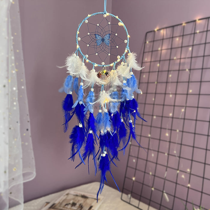 Wholesale Butterfly Gradient Dream Catcher with Crystal Stones and Life Tree Feather Hanging Ornament MOQ≥2