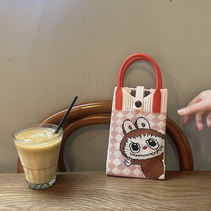 Wholesale Mobile Phone Bag Wool Knitted Small Square Bag  Small Bag Contrast Color