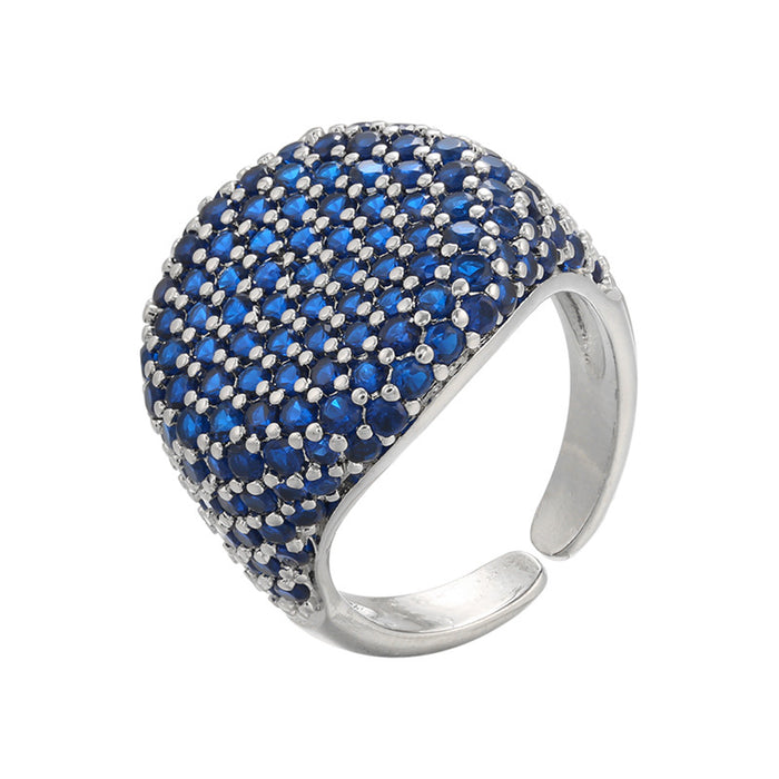 Wholesale Adjustable circular full diamond ring with adjustable opening