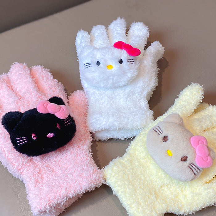 Wholesale Winter Warm Cat Coral Fleece Gloves