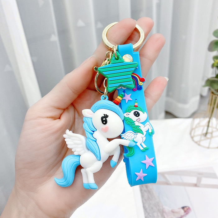 Wholesale Metal Rainbow Unicorn Pony Keychain Stylish Bag Charm For Students Great Gift For Everyday Use