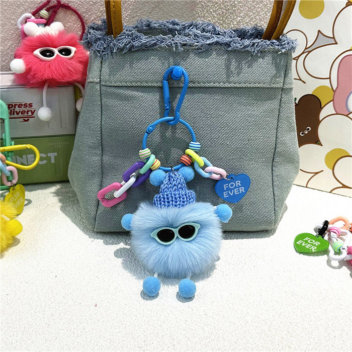 Wholesale Cartoon Plush Briquette Keychain Colorfulful Cute Doll Student School Bag Pendant Key Chain Pendant Small Gift