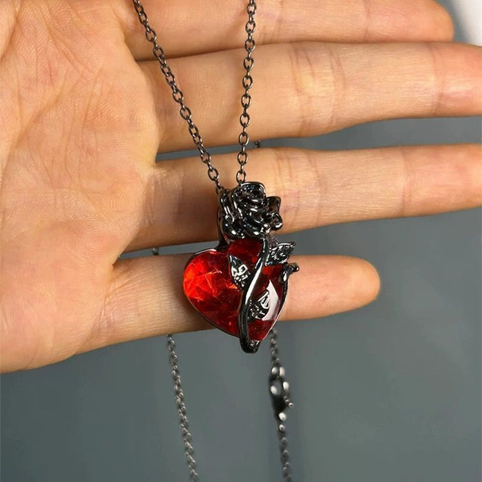 Wholesale winding love rose necklace   heart pendant neck chain