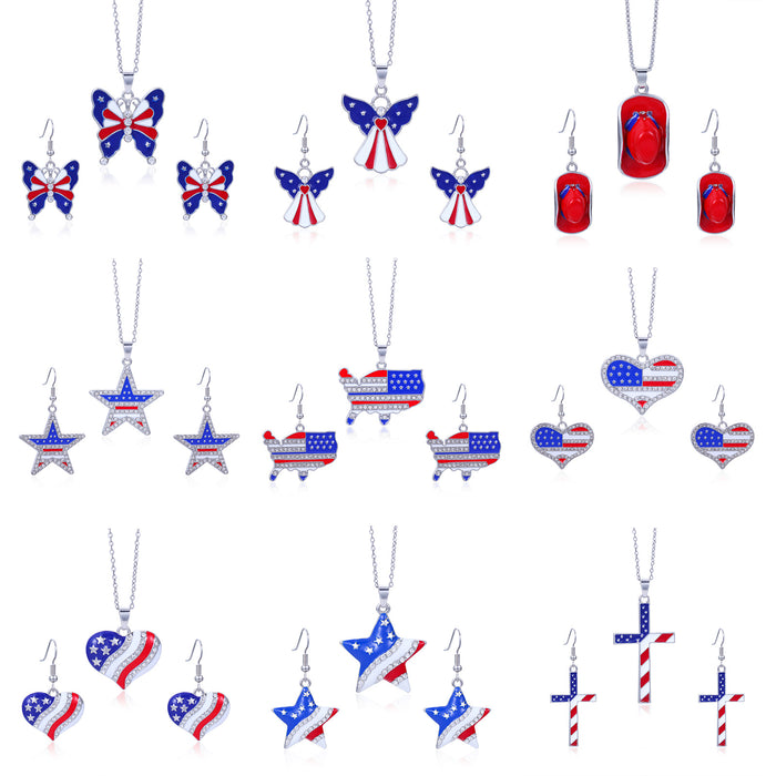 Wholesale Jewelry alloy diamond studded striped earrings necklace set